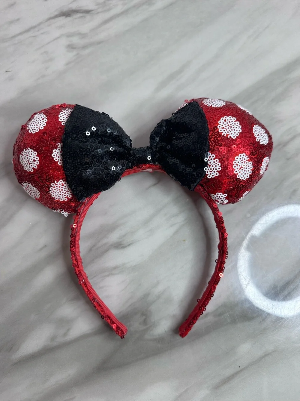 Disney Red and Black Sequin Minnie Mouse Ears Headband